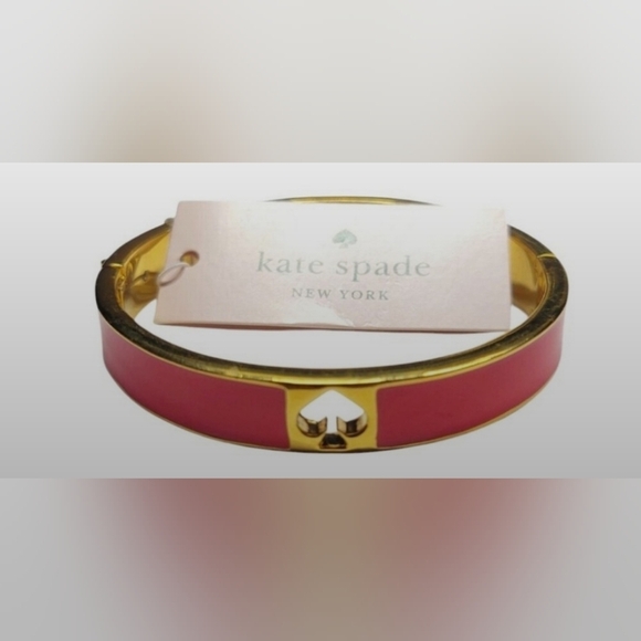 Kate Spade Hole Punched Hinged Coral and Gold Bangle/Bracelet. New With Tags! - Picture 1 of 6